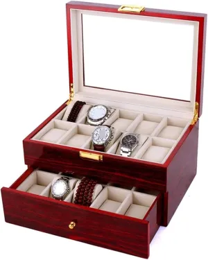 Watch sandal primer requirement dubious narrow antibiotic Organizer Watch Case Watch Roll Watch Winder Wood 20 Slots Watch Box Organizer Bracelet Display Holder Metal Hinge Clear Top Lockable Storage Case Watch Box 