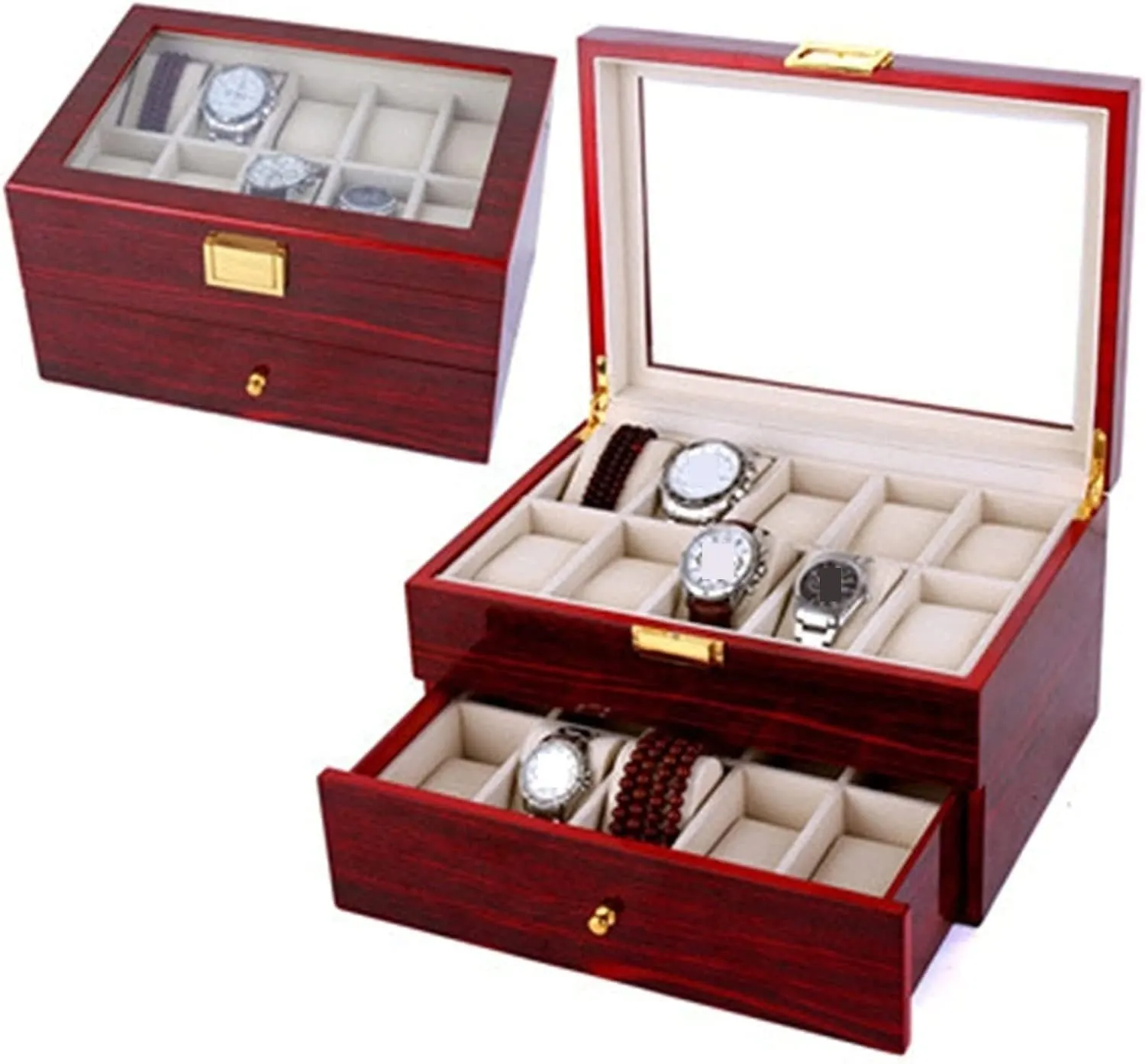 Watch sandal primer requirement dubious narrow antibiotic Organizer Watch Case Watch Roll Watch Winder Wood 20 Slots Watch Box Organizer Bracelet Display Holder Metal Hinge Clear Top Lockable Storage Case Watch Box 