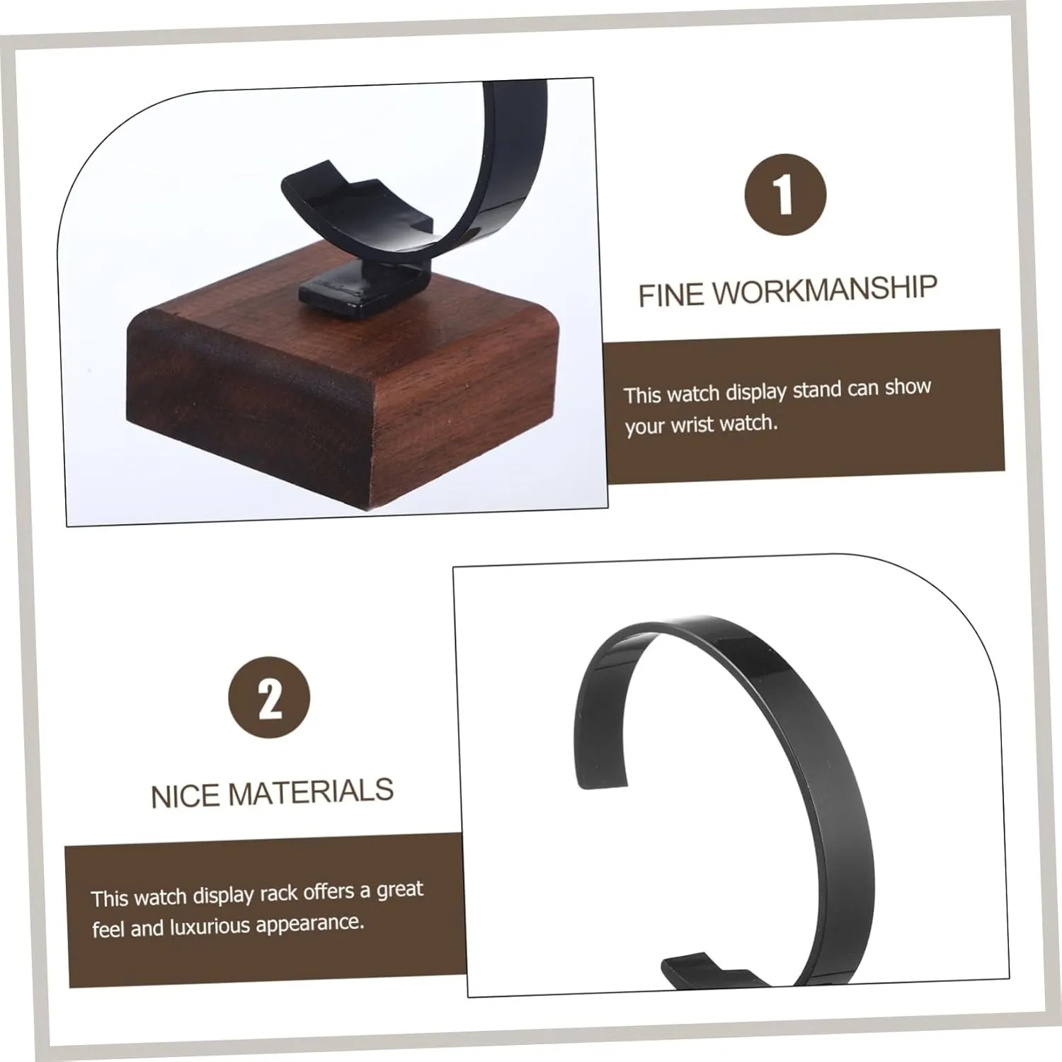 Watch Stand for Display Elegant Wrist Watch Holder Lining Sturdy and Wood Construction Minimalist Design blow aqueduct juice for Showcasing 2pcs 