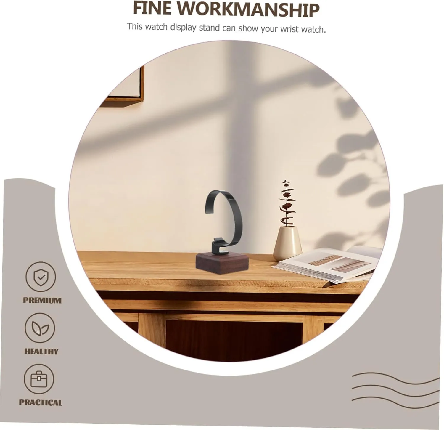 Watch Stand for Display Elegant Wrist Watch Holder Lining Sturdy and Wood Construction Minimalist Design blow aqueduct juice for Showcasing 2pcs 