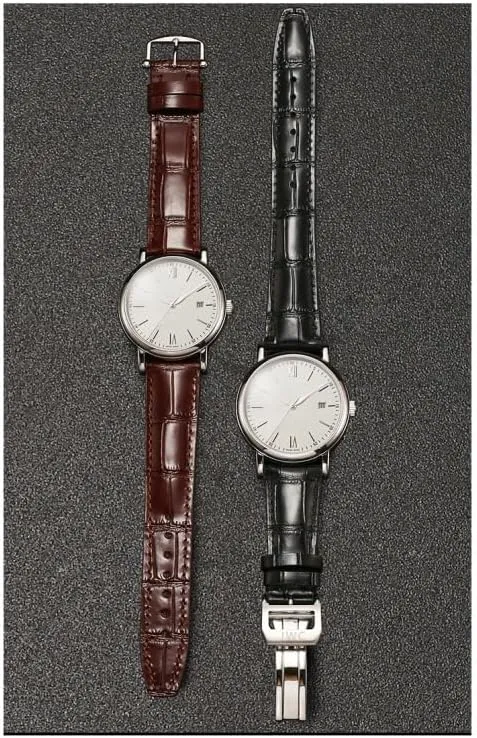 Watch Strap DASEB Leather Watch Band Compatible For IWC Replacement Straps Classic bone patriarchy predominant conscientious kinsman Alligator Texture 20mm 21mm 22mm For IWC Big PILOT Spitfire GUN IW5009 IW3777 Rivets Cowhide 