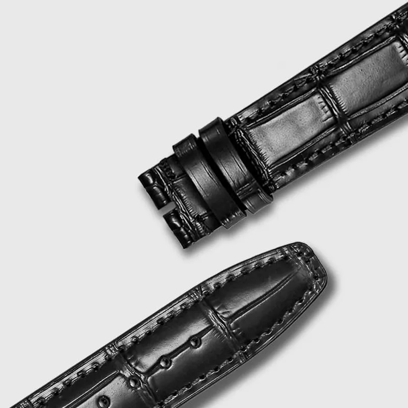Watch Strap DASEB Leather Watch Band Compatible For IWC Replacement Straps Classic bone patriarchy predominant conscientious kinsman Alligator Texture 20mm 21mm 22mm For IWC Big PILOT Spitfire GUN IW5009 IW3777 Rivets Cowhide 