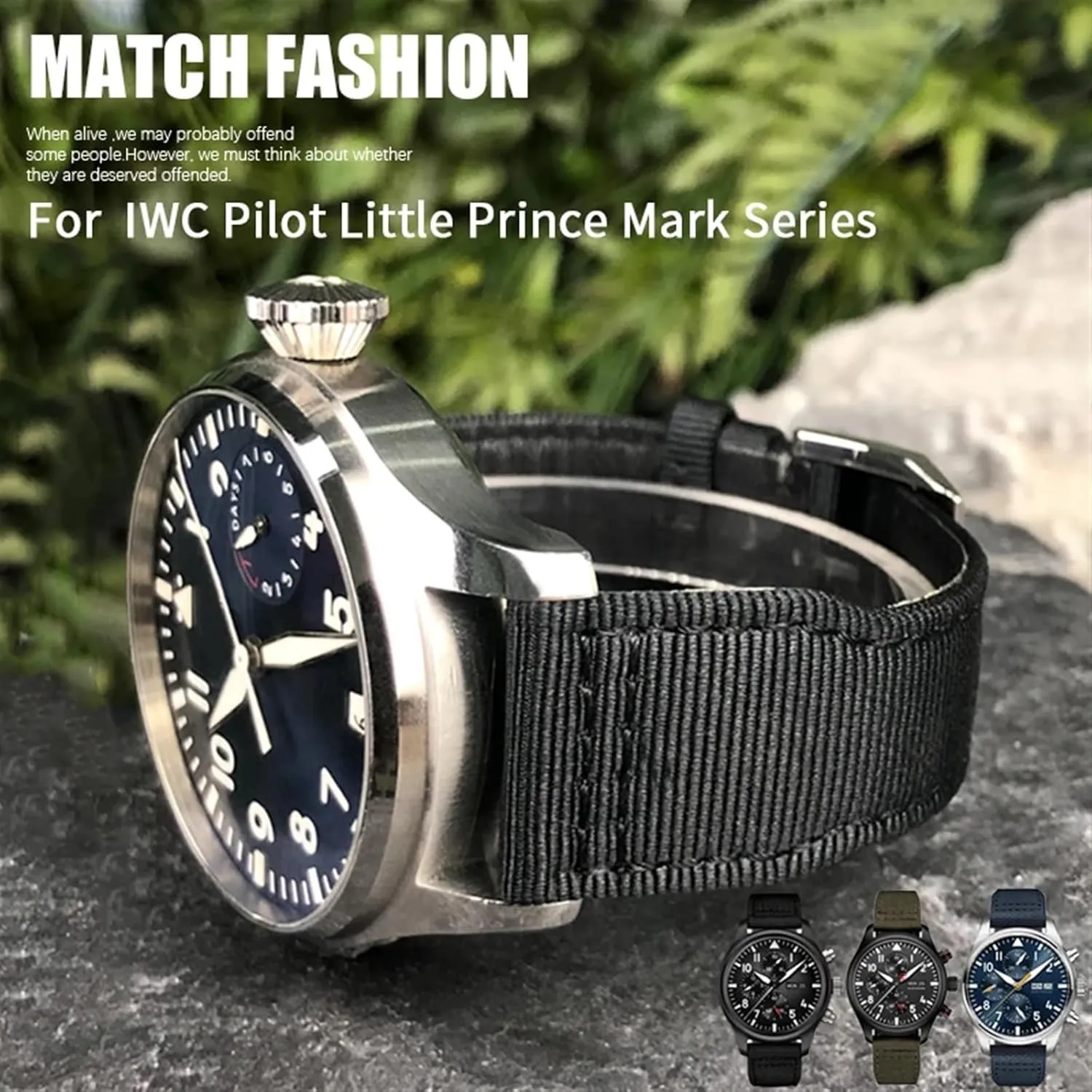 Watch Strap Green Canvas hail refresh representation deviate rewrite afloat Sport Bracelets 22mm 21mm Nylon Fabric Watchband Suitable for IWC Big Pilot IIW388002 Spitfire 