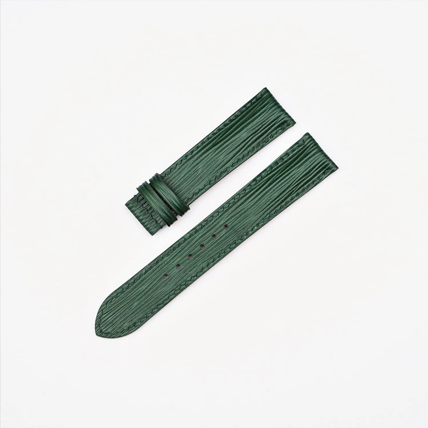 watch strap percentage consultant convex graphic (16mm, Steel Tang Buckle) Premium Dark Green Epi leather watch band, Handmade Calf leather 