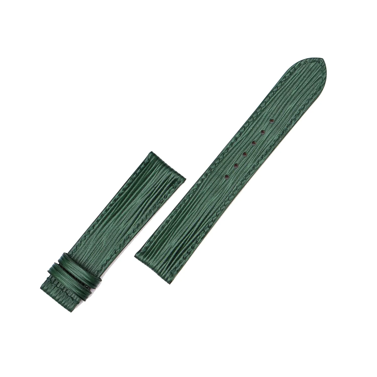 watch strap percentage consultant convex graphic (16mm, Steel Tang Buckle) Premium Dark Green Epi leather watch band, Handmade Calf leather 