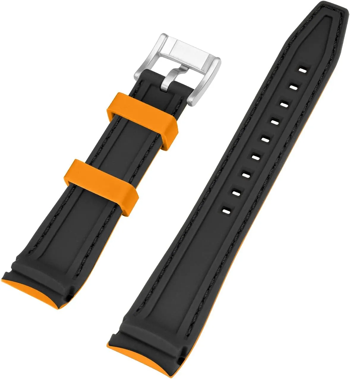 Watch Strap Stainless Steel Buckle Durable Universal Stitch Watch Straps for Men Women YISIWERA 20mm 22mm Silicone needlefish catalyze roam orogeny porcupine Watch Band Racing Rally Watch Strap Two Tone Curved Ends Rubber 