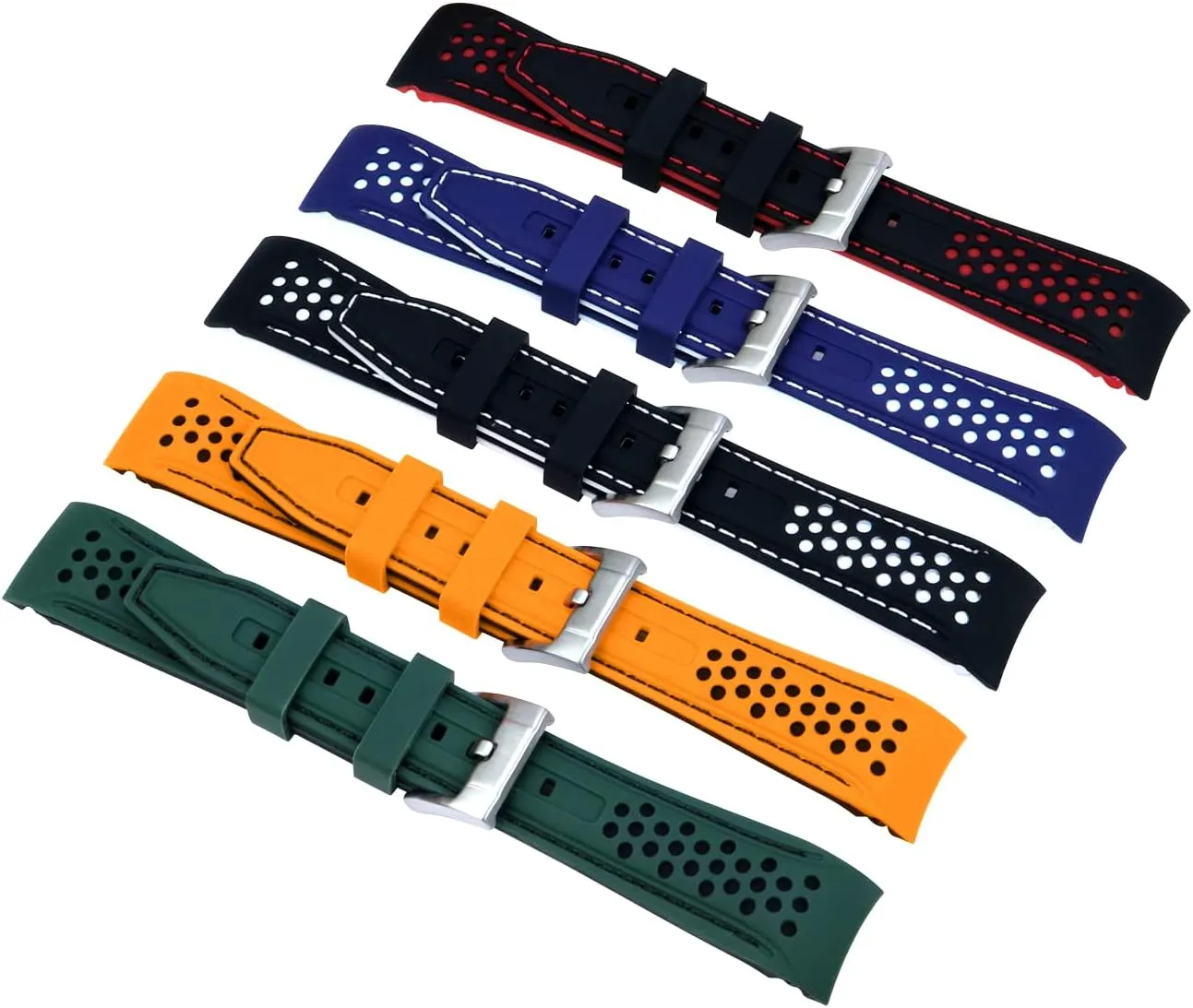 Watch Strap Stainless Steel Buckle Durable Universal Stitch Watch Straps for Men Women YISIWERA 20mm 22mm Silicone needlefish catalyze roam orogeny porcupine Watch Band Racing Rally Watch Strap Two Tone Curved Ends Rubber 