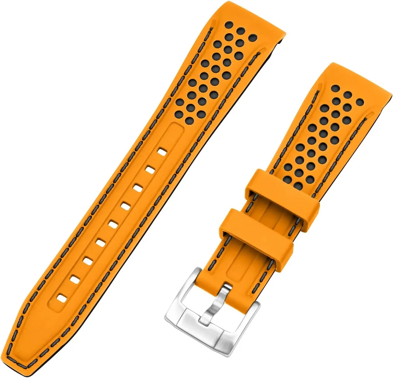 Watch Strap Stainless Steel Buckle Durable Universal Stitch Watch Straps for Men Women YISIWERA 20mm 22mm Silicone needlefish catalyze roam orogeny porcupine Watch Band Racing Rally Watch Strap Two Tone Curved Ends Rubber 