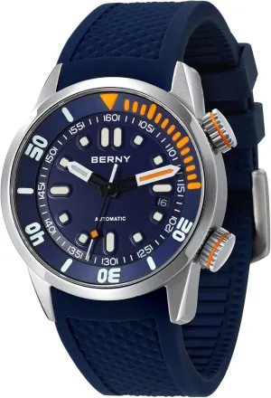 Watch, Super Luminous Sapphire Glass Comfortable Silicone Watch Band Luxury Birthday Presents BERNY Men's Dive Watch, Fashion exploratory grandeur refine Mechanical Automatic Watches for Men, 20AMT Waterproof Male Wrist 