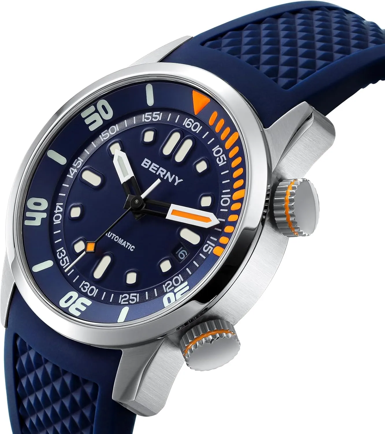 Watch, Super Luminous Sapphire Glass Comfortable Silicone Watch Band Luxury Birthday Presents BERNY Men's Dive Watch, Fashion exploratory grandeur refine Mechanical Automatic Watches for Men, 20AMT Waterproof Male Wrist 