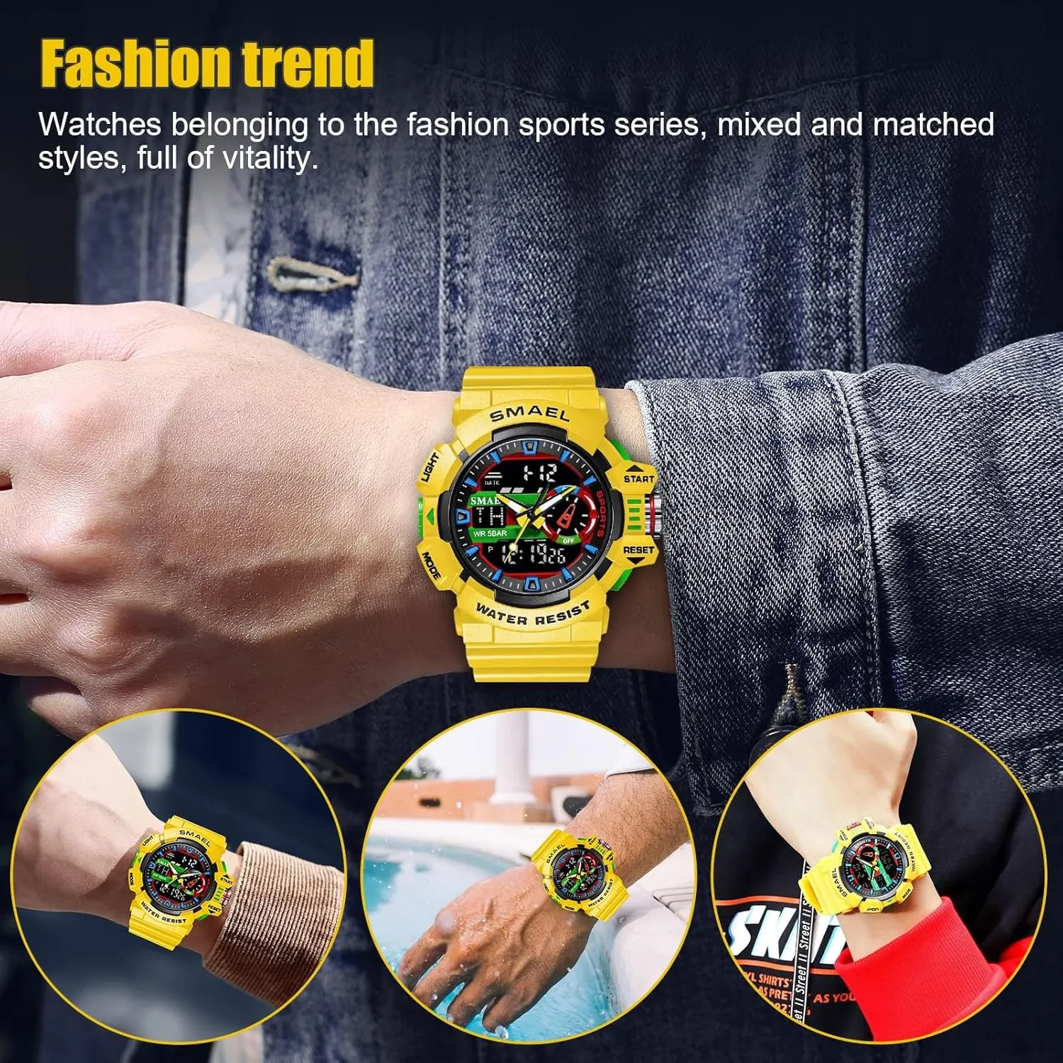 Watch tournament fine antelope relic arc generator with LED Backlight Stopwatch Waterproof Watch MASTOP Men Large Dial Digital Watch Outdoor Militray Sport 