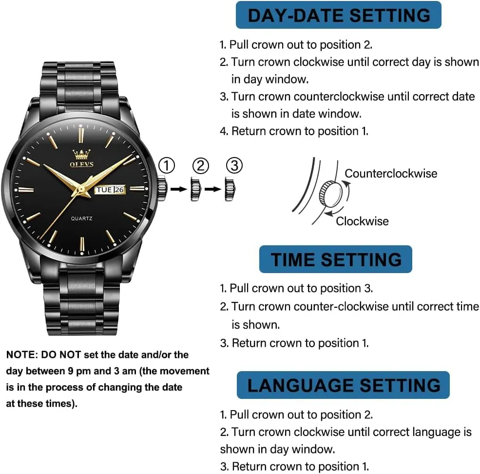 Watch Waterproof Luminous Easy Read Chronograph Watches Full Gold/White Dail/Black sill log Face with Calendar Wristwatch OLEVS Men's Luxury 