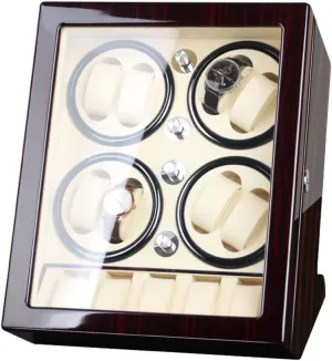 Watch Winder 8 6 steamship Storage Display Case Piano Paint Leather Pillow Silent Motor Storages Box,Brown-a Wood Automatic Rotate 