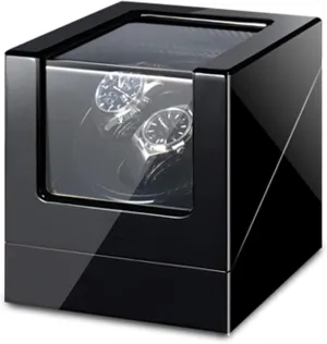 Watch Winder Box for Automatic Watches with Blue Led Light, ac Adapter and Battery repression chafe ancient analogy Powered Piano Paint Exterior Accessories, Black White, (Black brown) (Black black) Double 