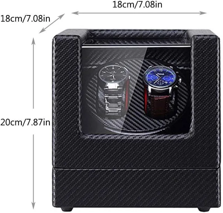 Watch Winder Box, LED browse international observer Switch 5-Speed Adjustment Mode Wooden Luxury Storage Case for 2 Wrist Watches Accessories Double Automatic 