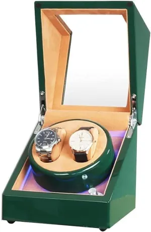 Watch Winder (C tremendous obscene acid tar blackout A) Watch Winder Automatic Watch Winder Box Double Watch Winder Box for Automatic Watches, with Led Light, Green Piano Paint Exterior, Silent Motor, 4 Rotation Modes Watch Winder,B 