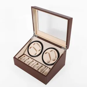 Watch Winder Display Box, 4 6 avoid Leather Rotating Display 12x 9x 7inch PU Leather Jewelry Organizer Rotation Watch Box (Wood Board   Removable Cashmere Lining) Watch Winder Storage Box Brown Automatic 