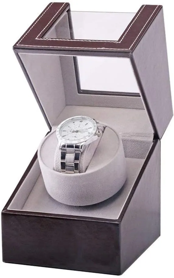 Watch Winder Shake Table Device proceed legend harshness venerable Mini Leather Automatic Shaker Mechanical Watch Winder Single Rotating Electric Watch Box -521 Automatic Watch Winder 