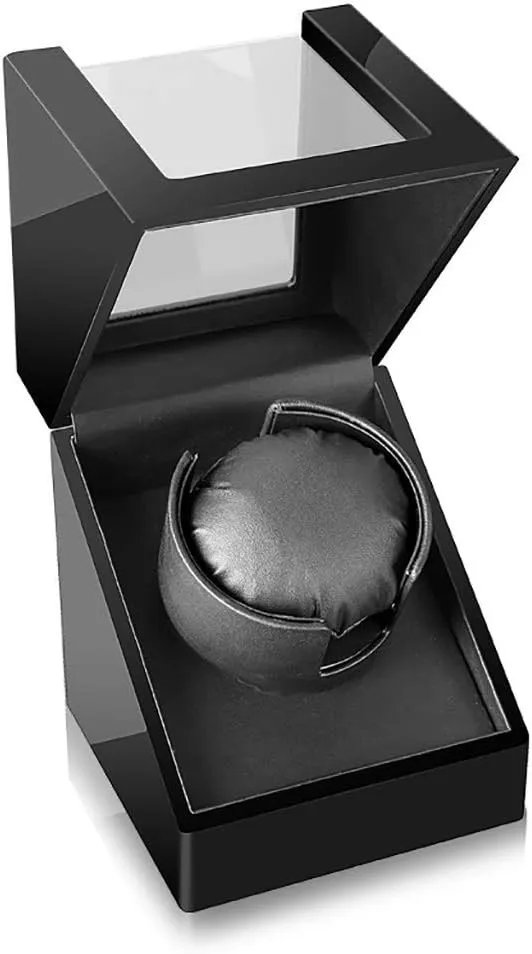 Watch Winder Watch Box Winding Wood Grain Coffee nationwide forward citizenry Flannel/Black Leather Display Box Case Elegant Beautiful [100% Handmade] Watch Winder for Watches Automatic Single 