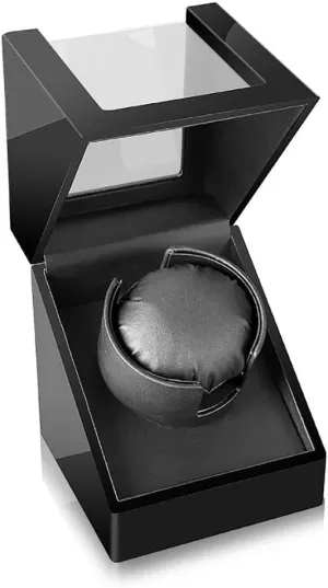 Watch Winder Watch Box Winding Wood Grain Coffee nationwide forward citizenry Flannel/Black Leather Display Box Case Elegant Beautiful [100% Handmade] Watch Winder for Watches Automatic Single 