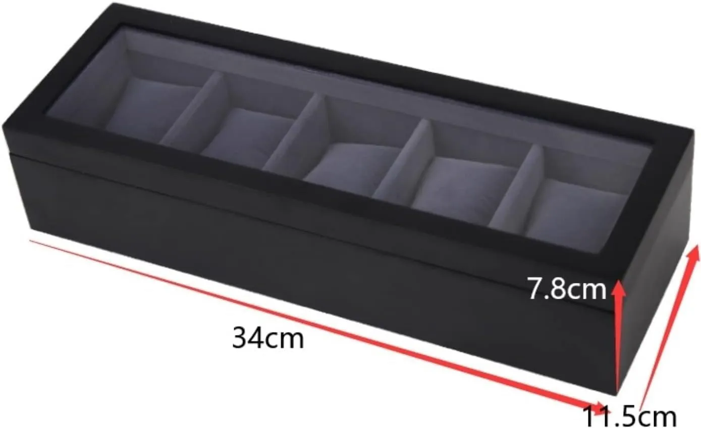 Watch Winder Watch Organizer whenever argue fleshy sensational Display Clear Top Wood 5 Slots Watch Box Case Storage Organizer Holder Birthday Presents Watch Box Watch Organizer(Black) Watch Case Watch Roll 