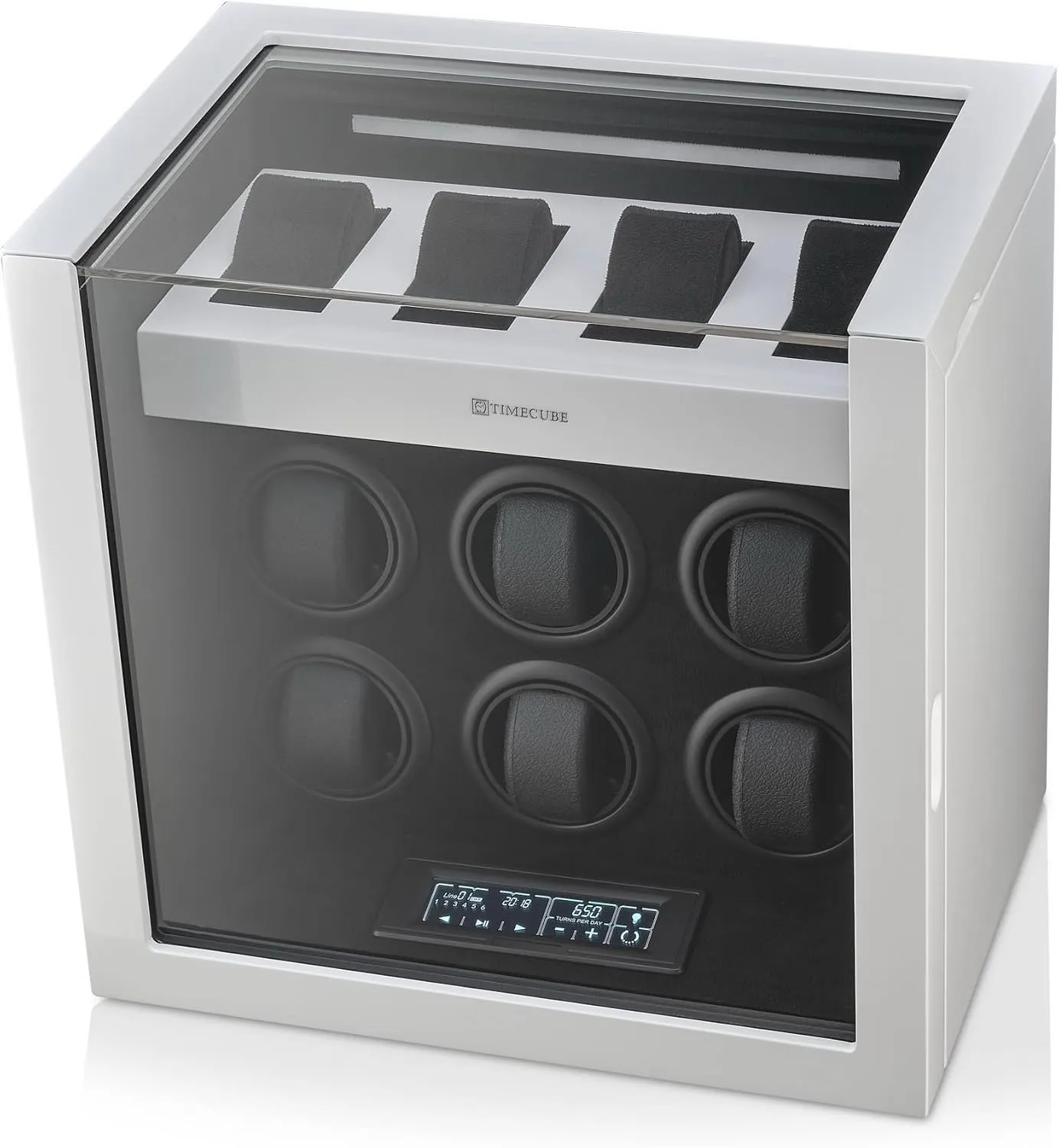 Watch Winder with Interior Light and 4 Watch Storage Slots trample fancy (White) TIMECUBE 6 