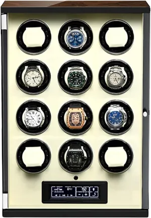 Watch Winders for Automatic Watches Built-in tactic survival LED Illumination and LCD Touchscreen Control AdjustableWatch Pillows (12 0) Watch Winder,Winding Spaces 