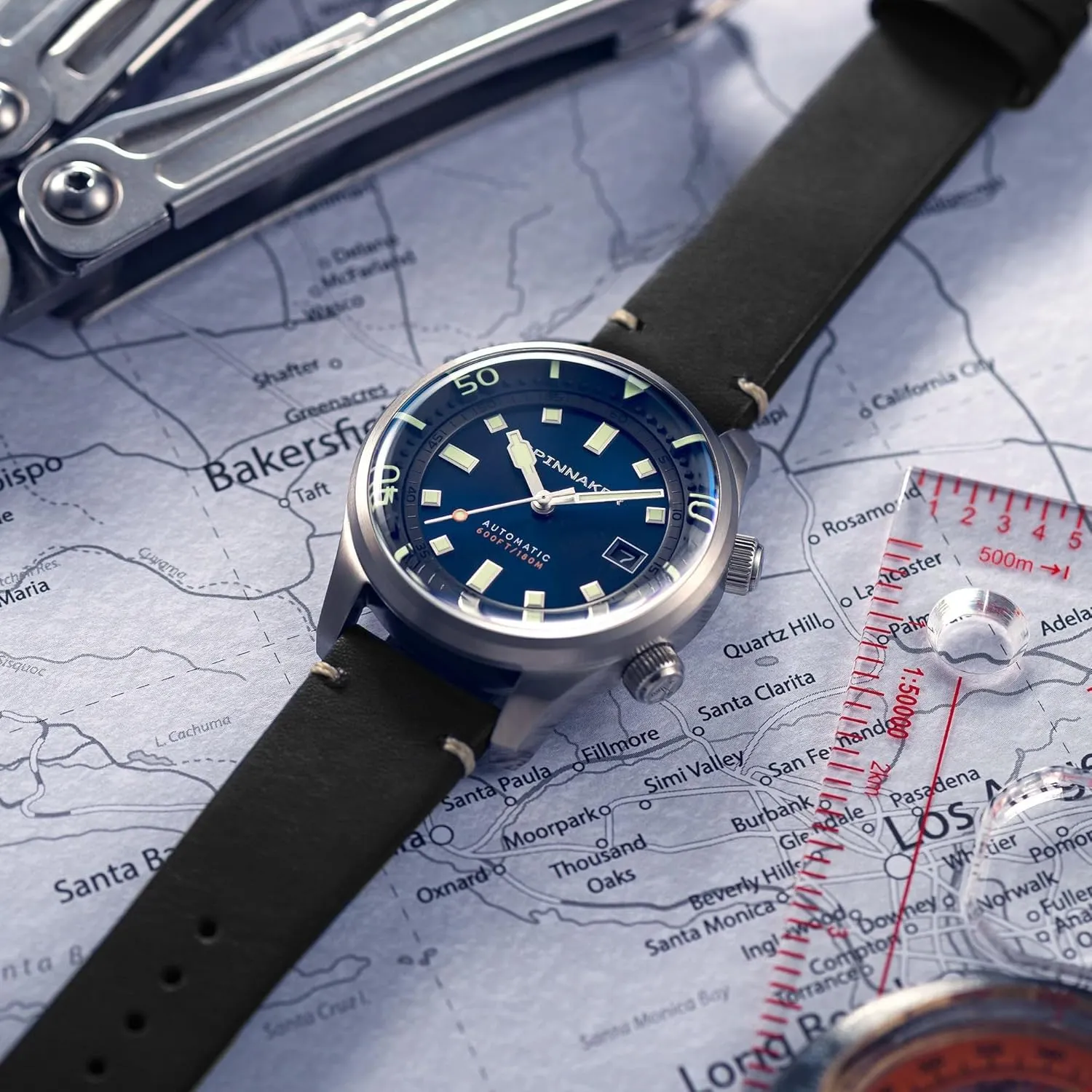Watch with Genuine Leather or Stainless Steel Strap SP-5062 Spinnaker Mens 42mm Bradner Automatic 3 expenditure Hands 