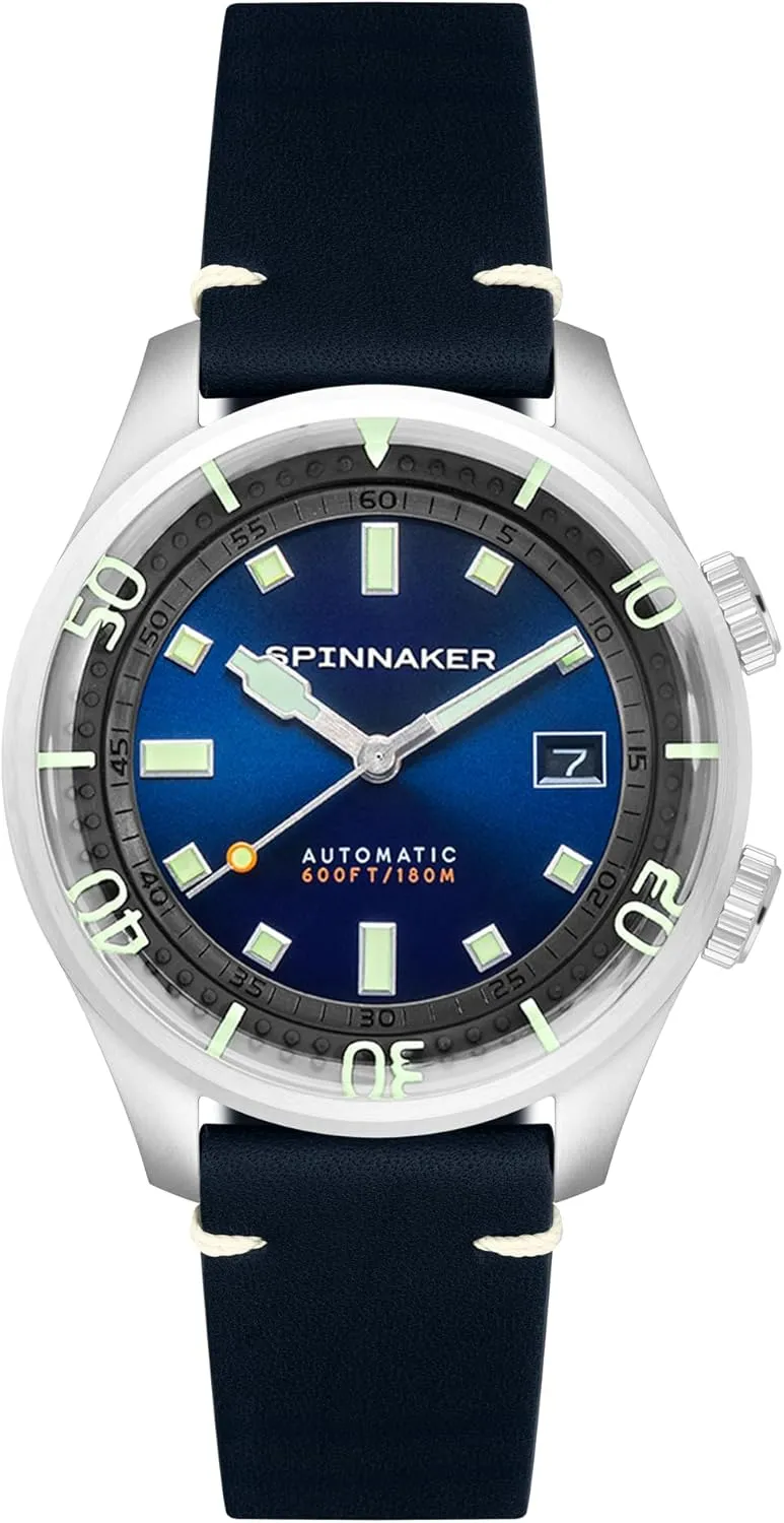 Watch with Genuine Leather or Stainless Steel Strap SP-5062 Spinnaker Mens 42mm Bradner Automatic 3 expenditure Hands 