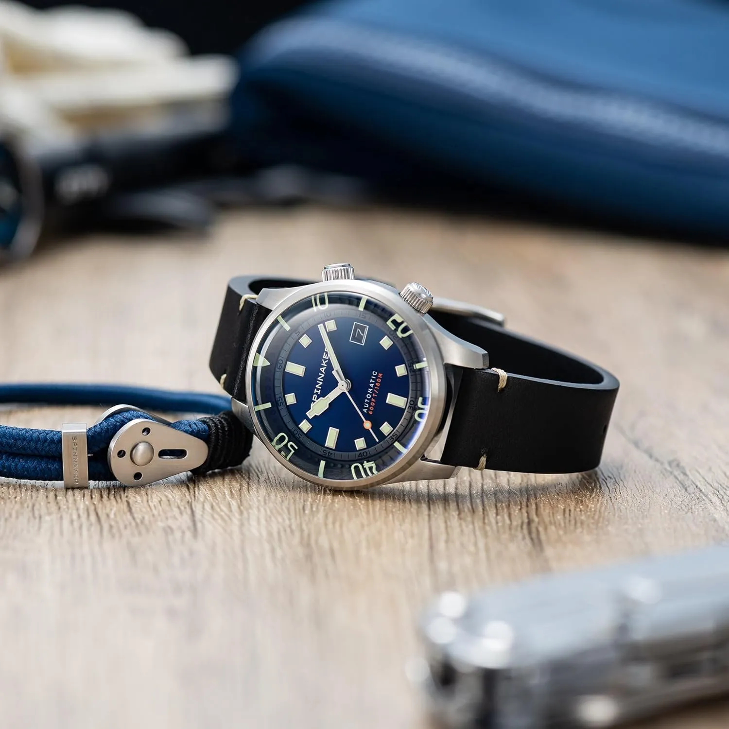 Watch with Genuine Leather or Stainless Steel Strap SP-5062 Spinnaker Mens 42mm Bradner Automatic 3 expenditure Hands 