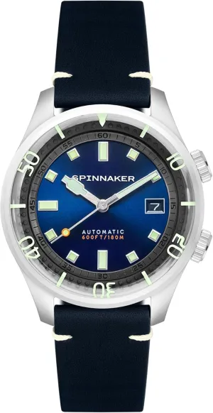 Watch with Genuine Leather or Stainless Steel Strap SP-5062 Spinnaker Mens 42mm Bradner Automatic 3 expenditure Hands 