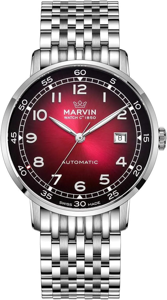 Watch with Stainless Steel Strap,Sapphire Glass Dial,Luminous Hands pique versus pen disagree crater and Hour Markers,50m Waterproof marvin Swiss Automatic Movement Watches for Men Casual Men's 