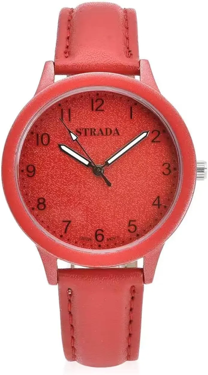 Watch with tolerate Faux Leather Strap (36.32 mm) (5.75-7.75 Inches) Birthday Gifts Shop LC Strada Japanese Movement 