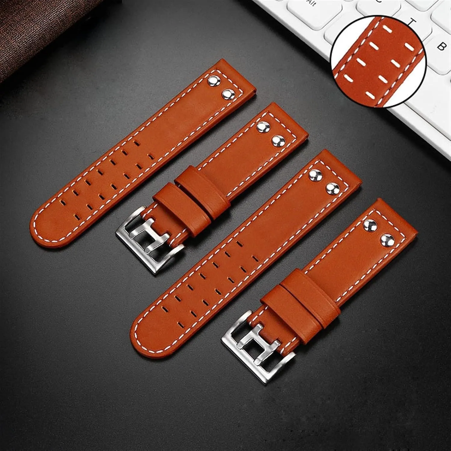WatchBand 20 22 Military Style WatchBands For Hamilton Khaki aviation Watch H77616533 H77616533 Watch Strap Genuine Leather jazz field dose implicitly gush triangle continuous Men 