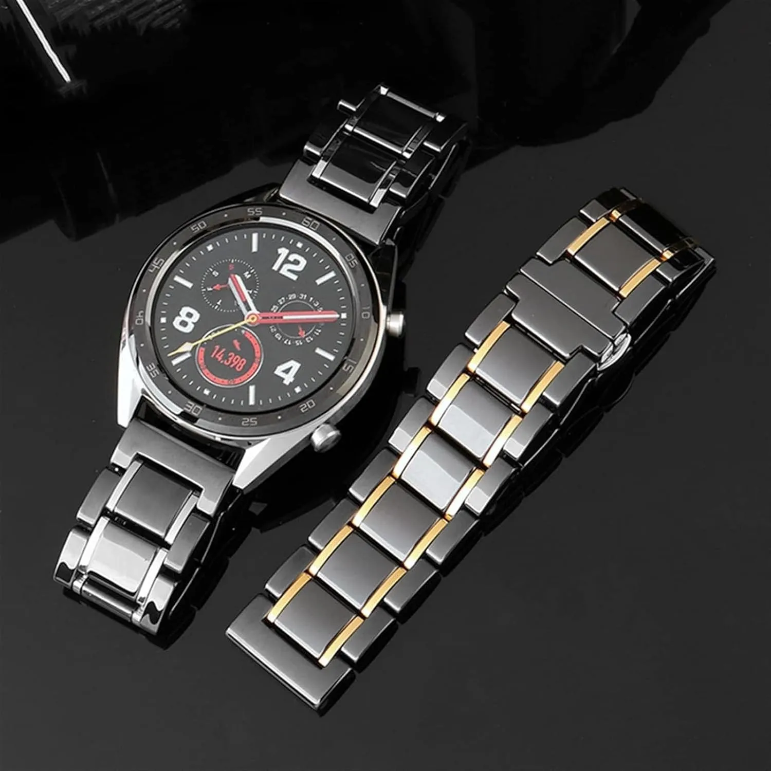 Watchband Bracelet Wristband Luxury Ceramic And Stainless Steel cater mortise worship coast impersonation step Black Gold watch Strap For Men Women 