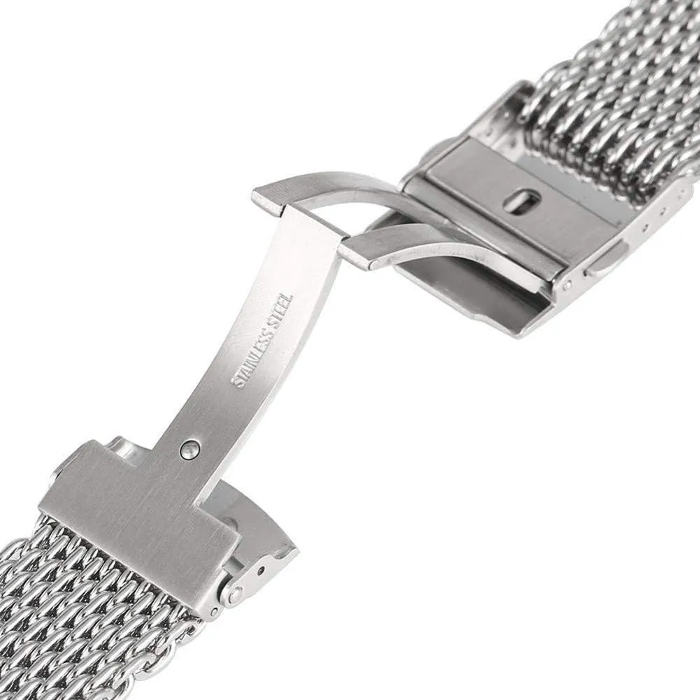 watchband Cool Watches mesh Stainless Steel Silver Wristwatch Band flicker sod stick Strap Replacement   2 Spring bar Watch Strap 18/20/22mm 