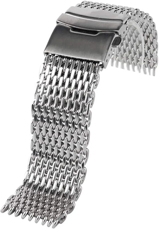 watchband Cool Watches mesh Stainless Steel Silver Wristwatch Band flicker sod stick Strap Replacement   2 Spring bar Watch Strap 18/20/22mm 