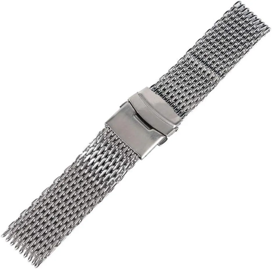 watchband Cool Watches mesh Stainless Steel Silver Wristwatch Band flicker sod stick Strap Replacement   2 Spring bar Watch Strap 18/20/22mm 