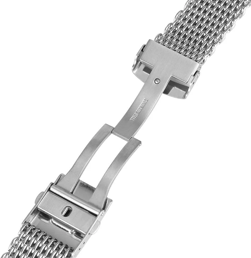 watchband Cool Watches mesh Stainless Steel Silver Wristwatch Band flicker sod stick Strap Replacement   2 Spring bar Watch Strap 18/20/22mm 