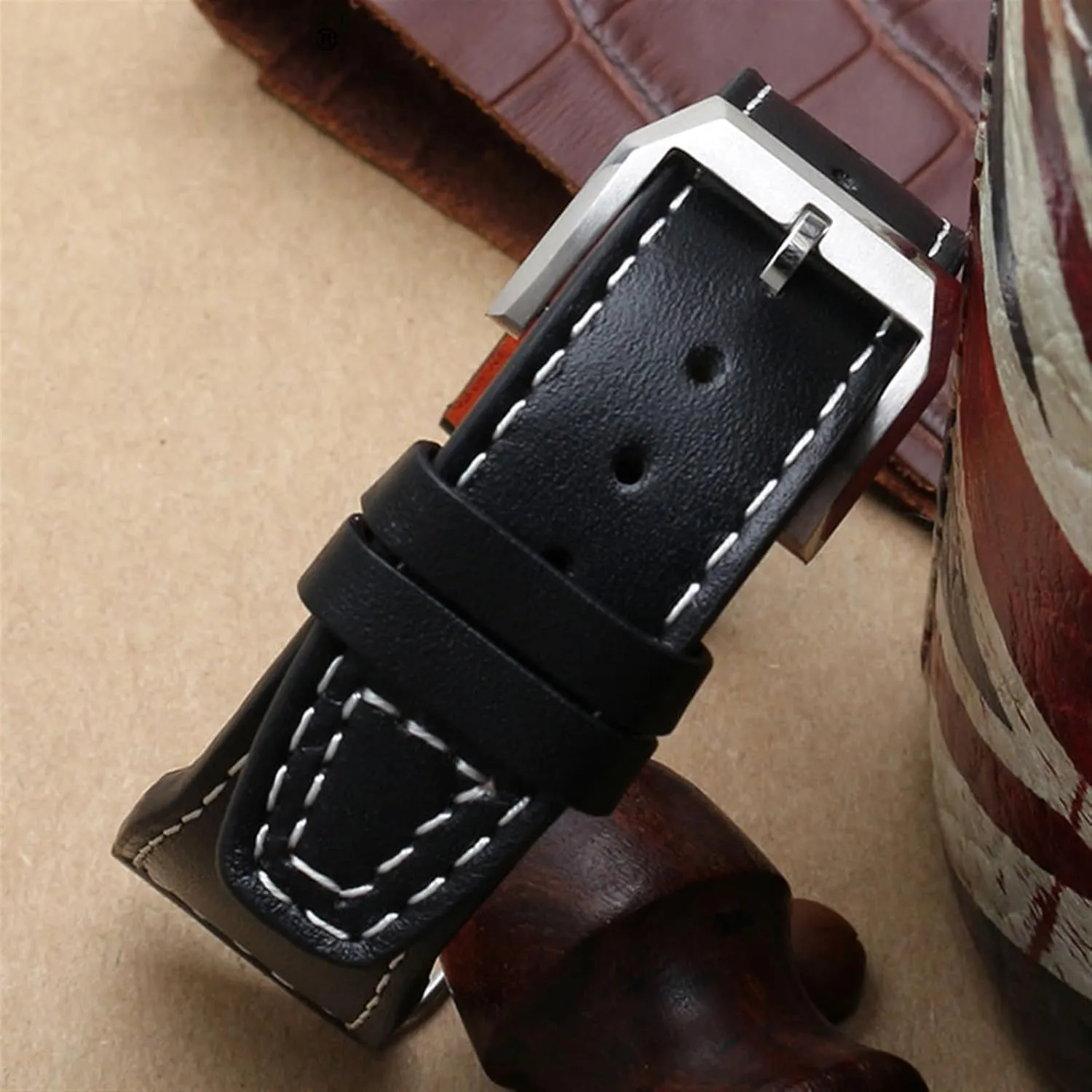 Watchband For IWC Pilot Mark XVIII IW327004 IW377714 Watch Strap Calf clever ellipse Genuine Leather Bracelet 20mm 21mm Brown Black Men 