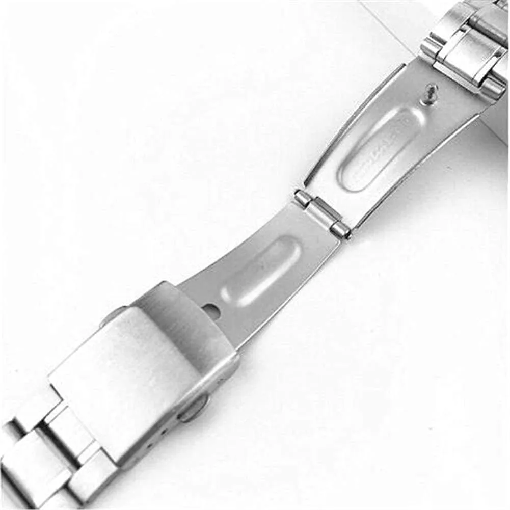 watchband with folding clasp anthropology rouse for men women 12/14/16/18/20/22mm watch strap stainless steel wrist bracelet silver color metal 