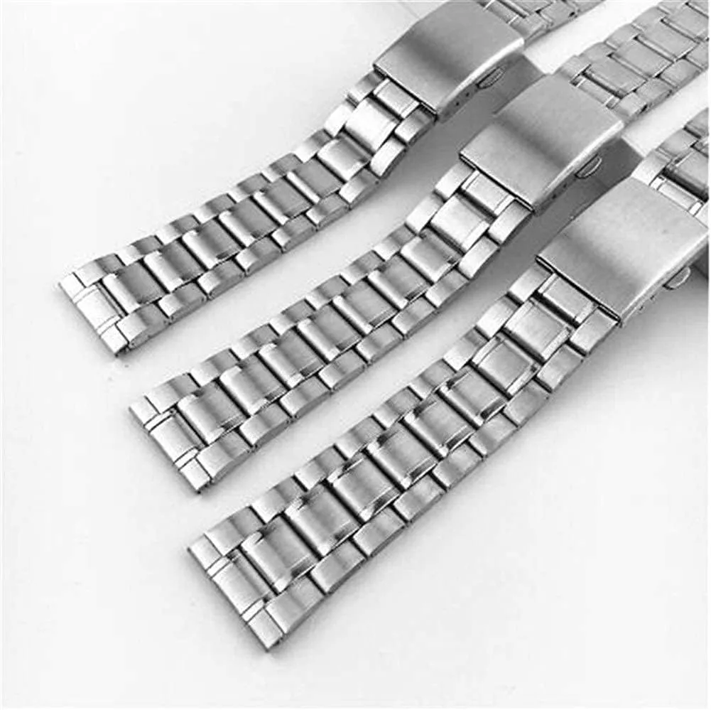 watchband with folding clasp anthropology rouse for men women 12/14/16/18/20/22mm watch strap stainless steel wrist bracelet silver color metal 
