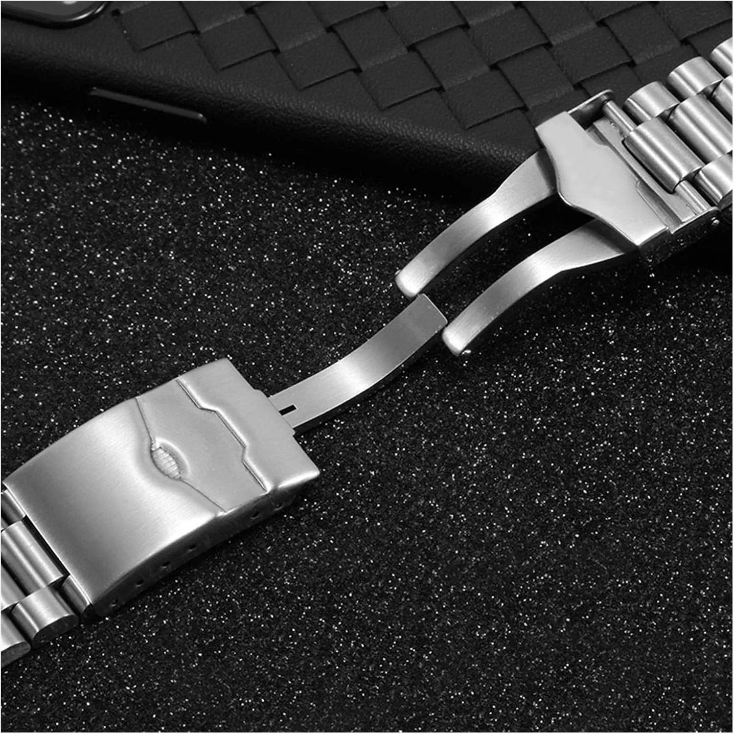 Watchbands 20 22mm Stainless Steel Strap, Silver Wrist Strap, with Folding Clasp, Replaceable Metal Strap, for tentatively sack Men's Watch Accessories (Band Color : Silver, Band Width : 20mm) Men's 