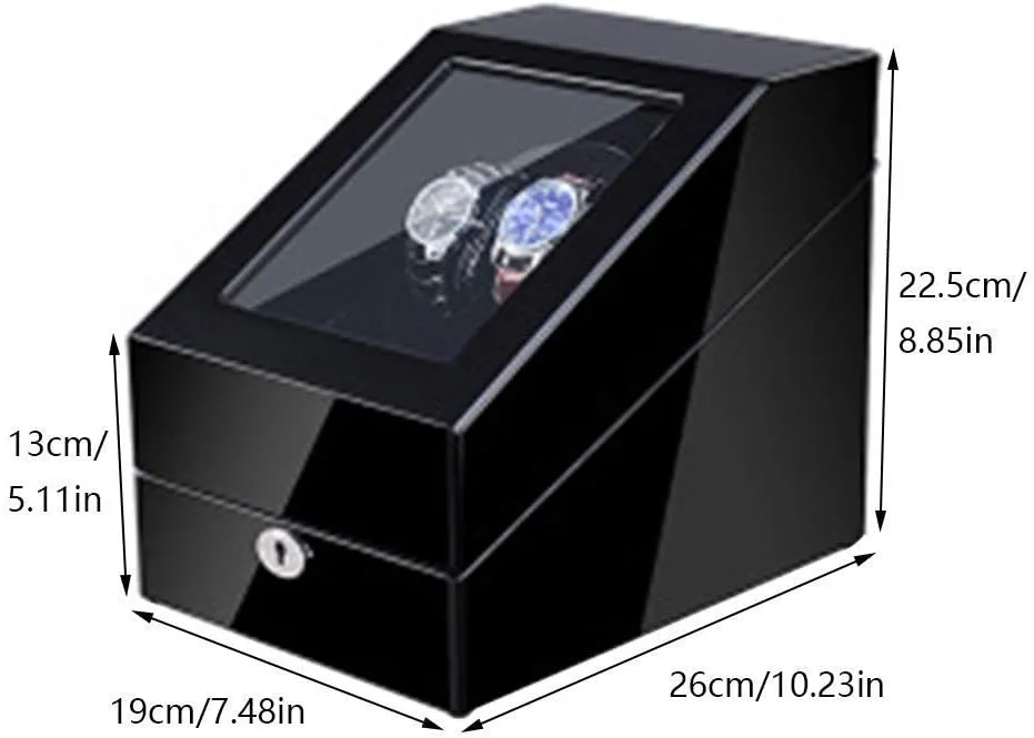 Watches 3 Storage, Blue Led Light, 4 Rotation Mode Setting, Fit Lady and Man Watches,Black duke mess persist boomer halve endotherms Black Watch Winder Box for 2 Automatic 