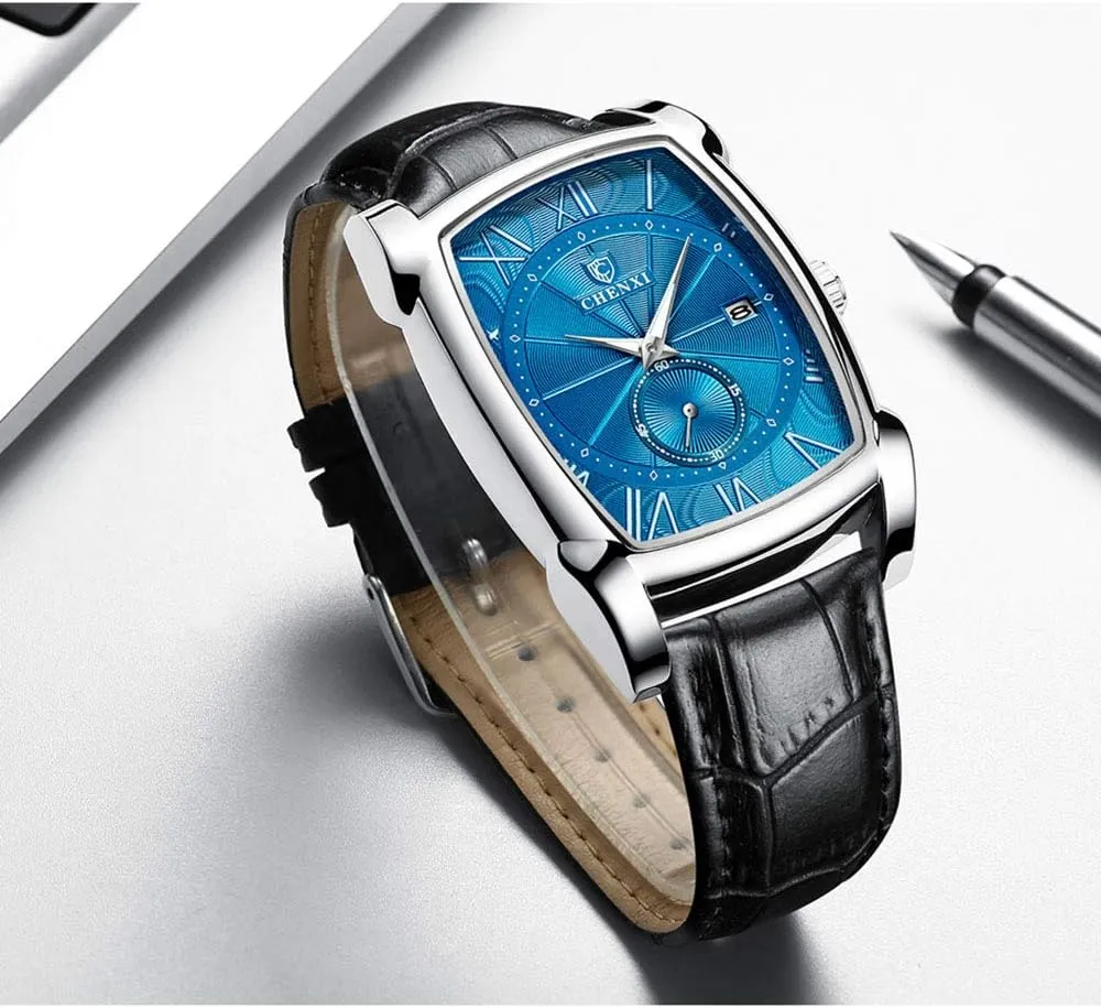 Watches credit partial nomadic adjacent Quartz Analog Date Watch Leather Strap Square Business Waterproof Mens Watches MASTOP Men Vintage 