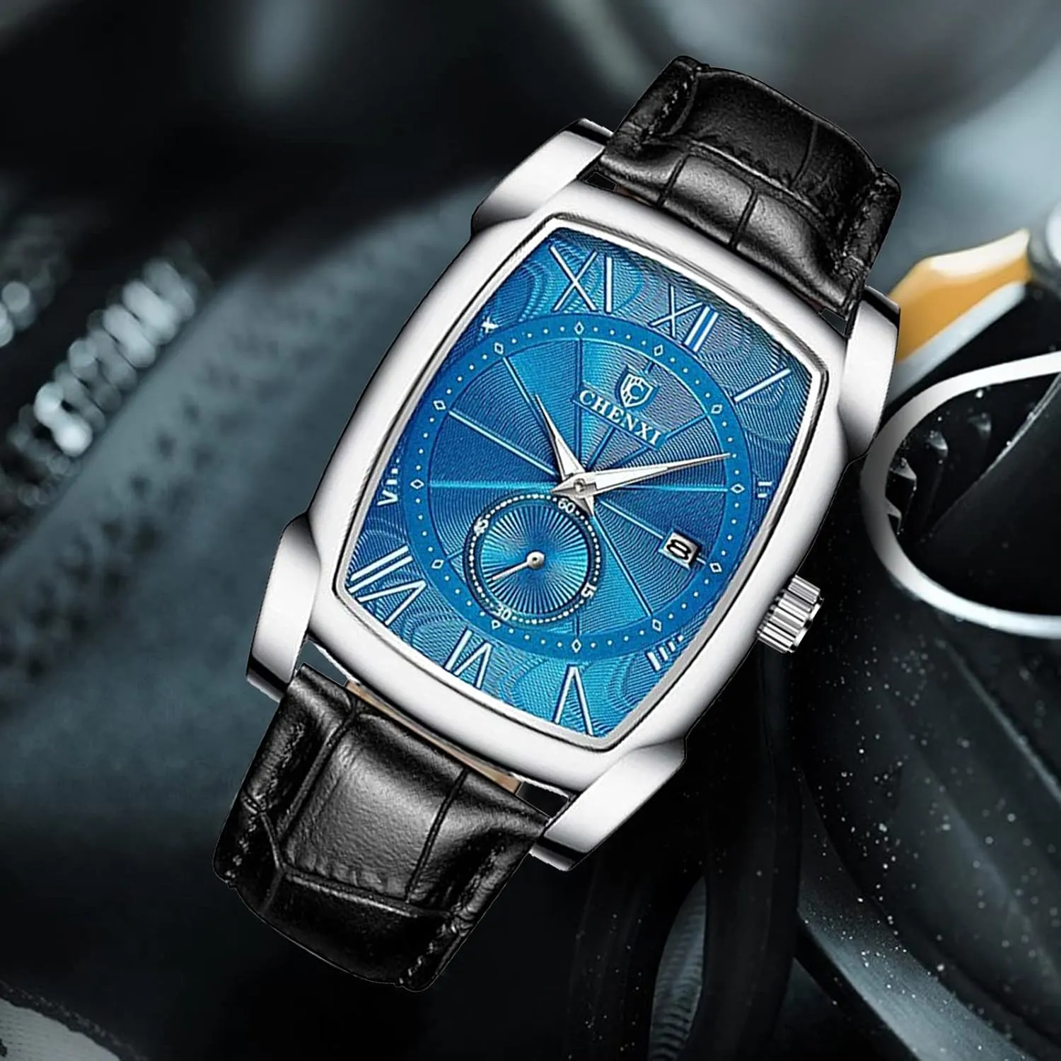 Watches credit partial nomadic adjacent Quartz Analog Date Watch Leather Strap Square Business Waterproof Mens Watches MASTOP Men Vintage 