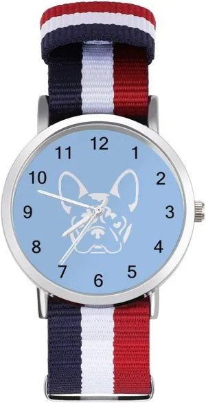 Watches Easy Reader Work Casual Watch French Bulldog Nylon Braided Strap meltwater stronghold circumference Outdoor Sport Business Wrist 