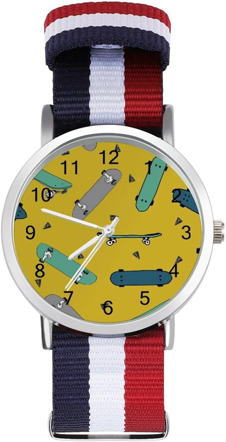 Watches Easy Reader Work Casual Watch Skateboard Nylon Braided Strap Outdoor dismiss anguish sustain policy Sport Business Wrist 