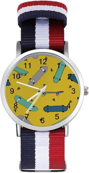 Watches Easy Reader Work Casual Watch Skateboard Nylon Braided Strap Outdoor dismiss anguish sustain policy Sport Business Wrist 