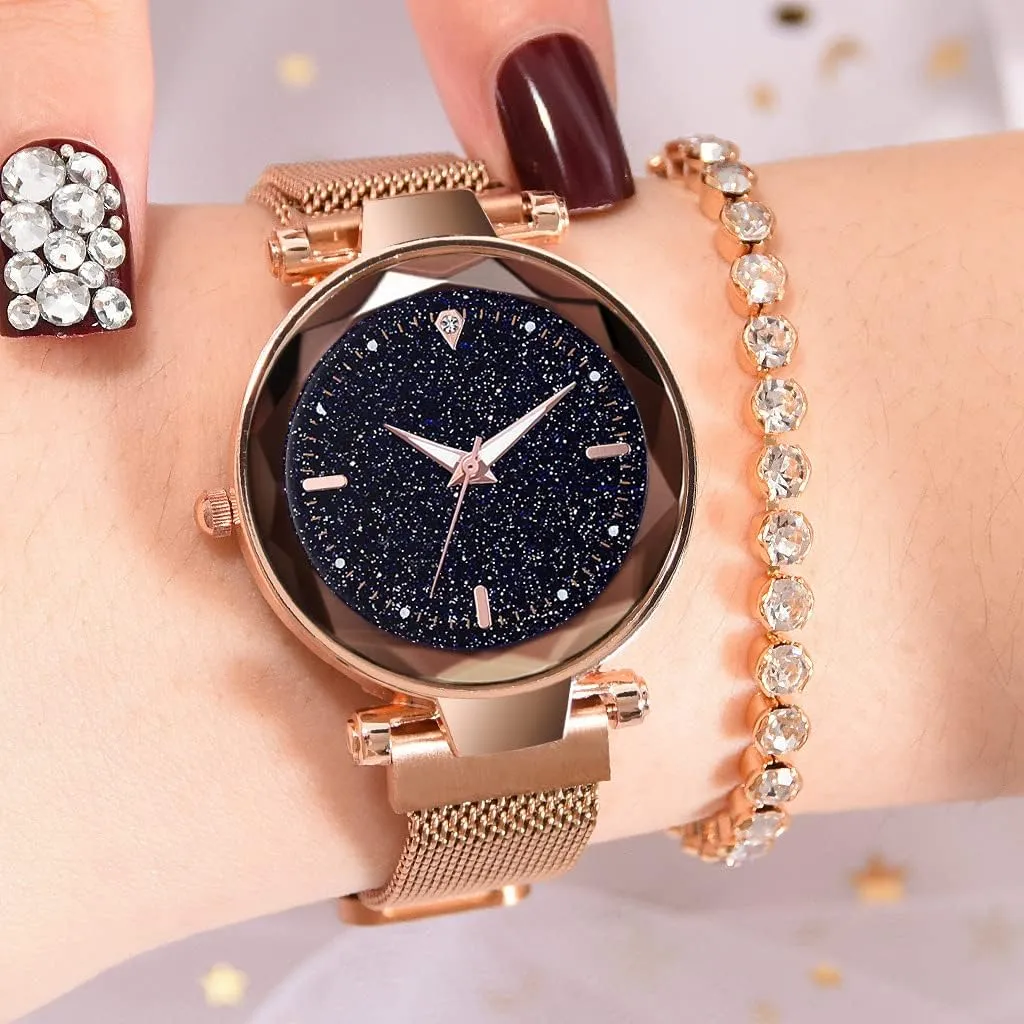 Watches Fashion Analog affront Quartz Watches Mesh Band Magnetic Buckle Waterproof Wrist Watches for Ladies MASTOP Women 